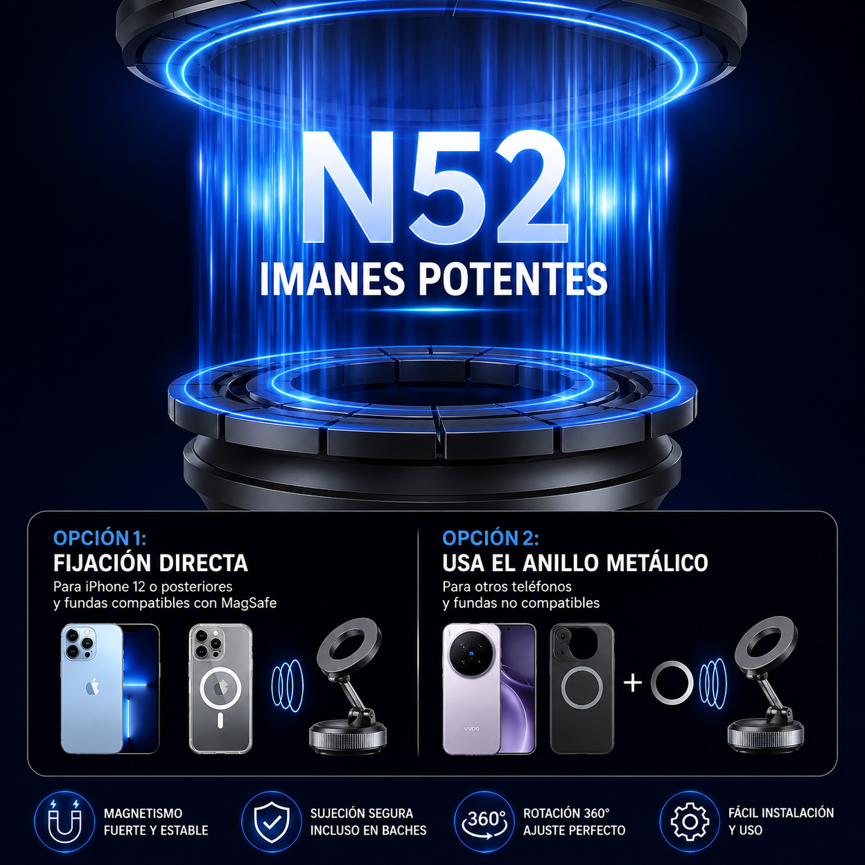 Soporte magnetico multifuncional