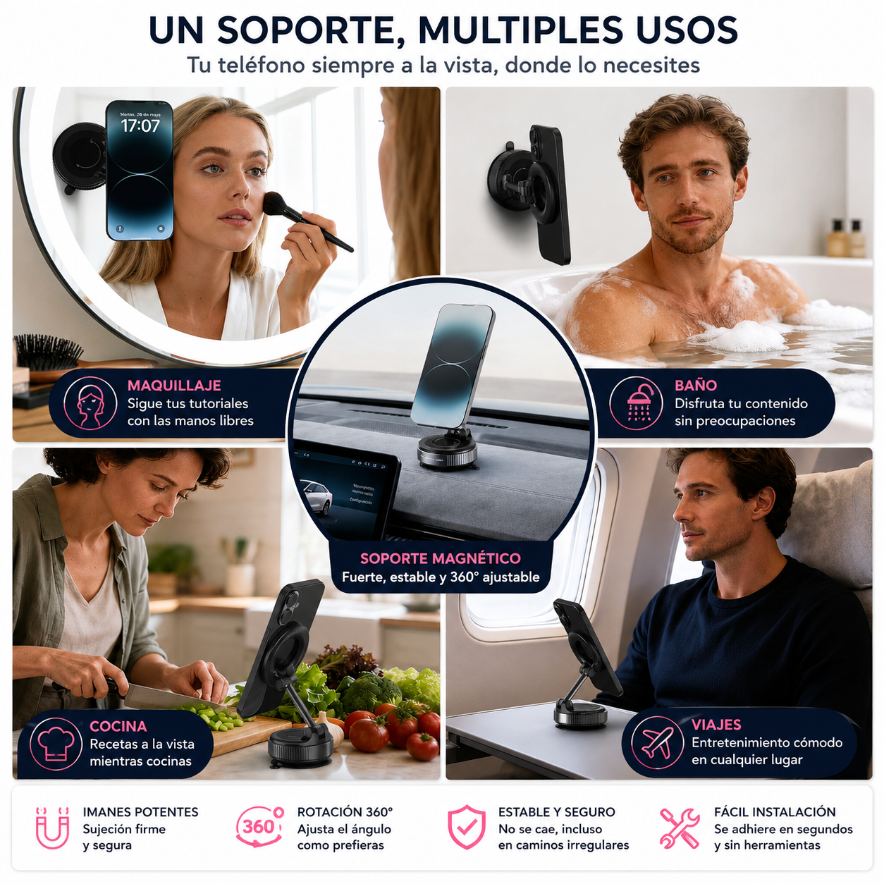 Soporte magnetico multifuncional